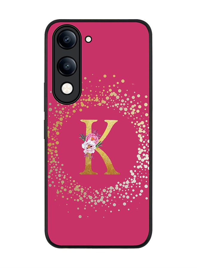 For vivo Y04 / Y29t 5G Case,Slim fit Camera Protection, Shockproof Thin Phone cover  - Custom Monogram Floral - K ( Deep Pink )